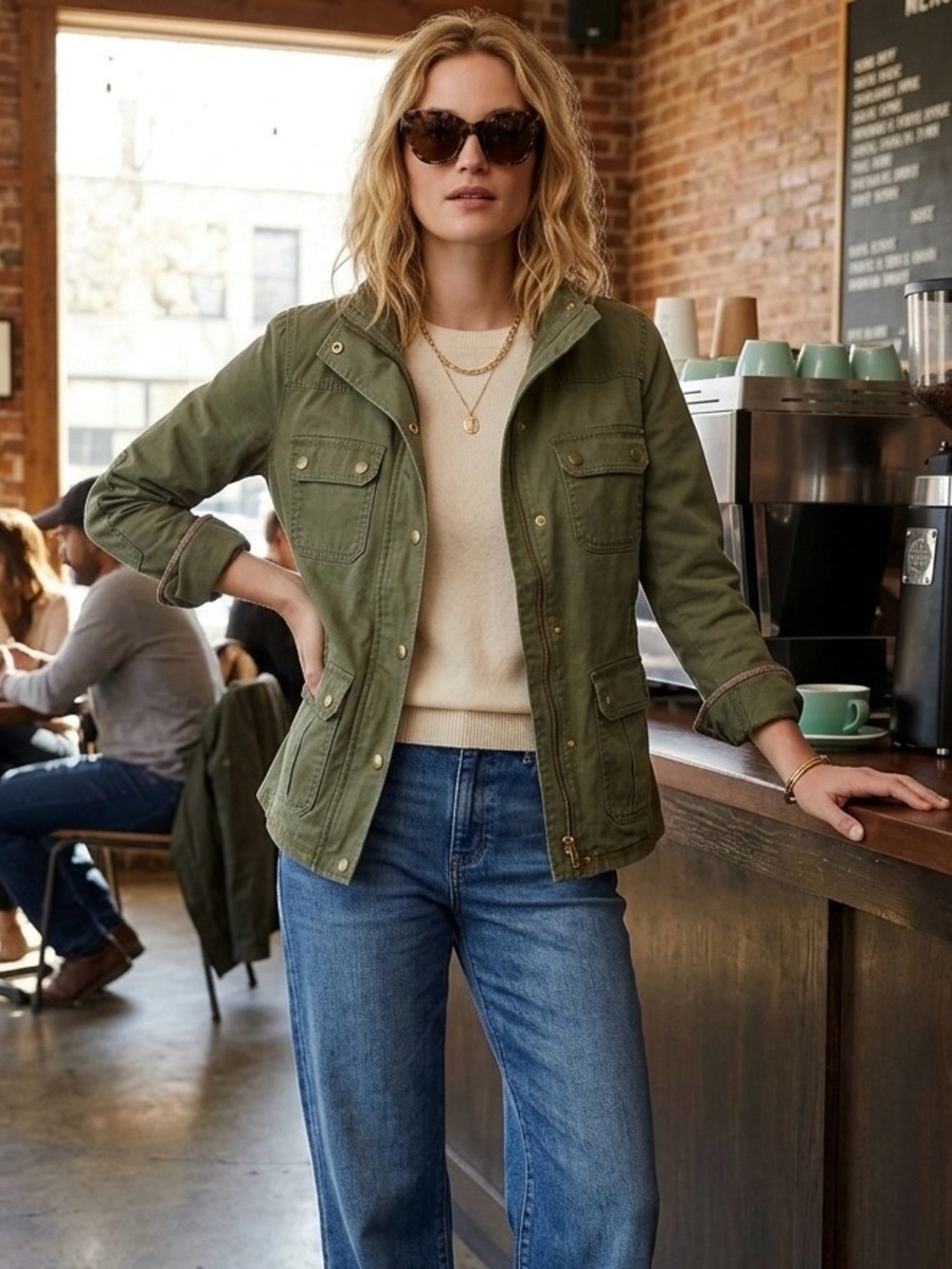 J. Crew Downtown Field Jacket Olive Green Uncoated Utility Classic Women’s M